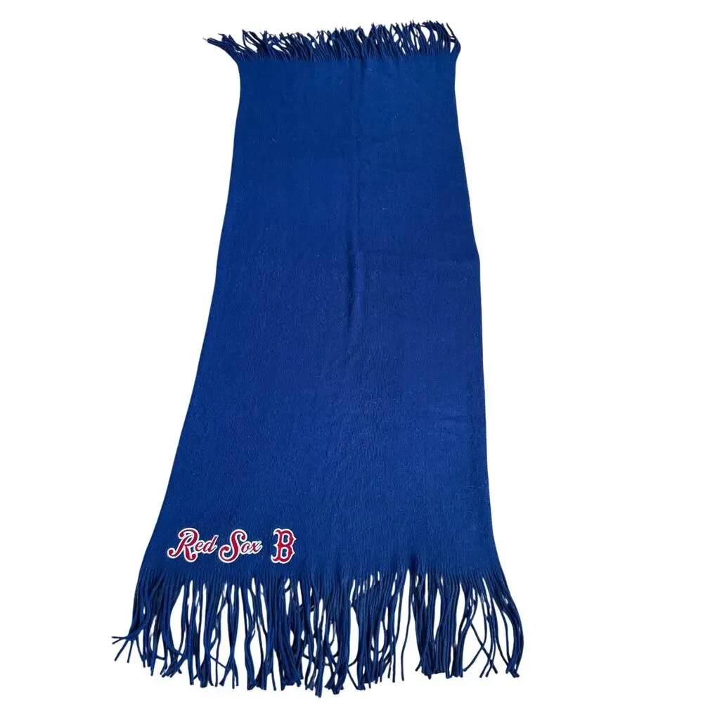 Boston‎ Red Sox Blanket Scarf Wrap Blue With Tassels MLB Baseball Soft Warm
